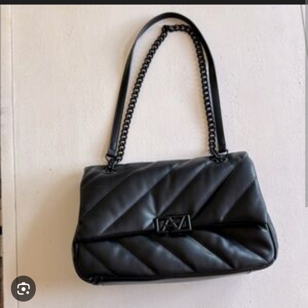 ALDO Black Quilted Faux Leather Chain Shoulder Bag